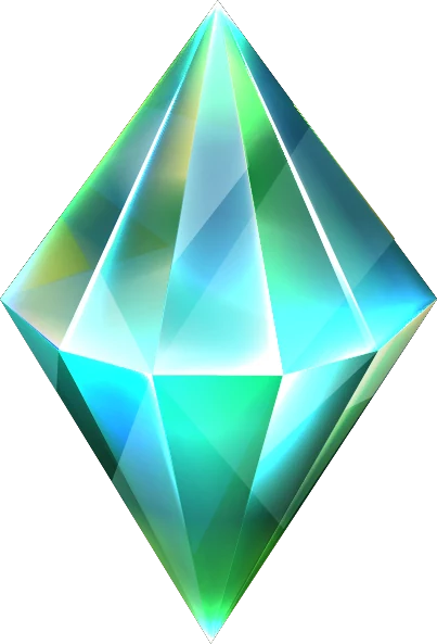 Cristal tridimensional em verde e violeta
